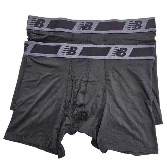 New Balance NB Dry/Fresh Boxer Brief 2 Pack Large Black/Black - LAU13005 - Picture 1 of 2